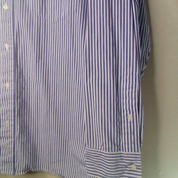 Caribbean Joe Shirt Men XL Button Up Long Sleeve Nautical Stripe Blue White - Picture 6 of 15